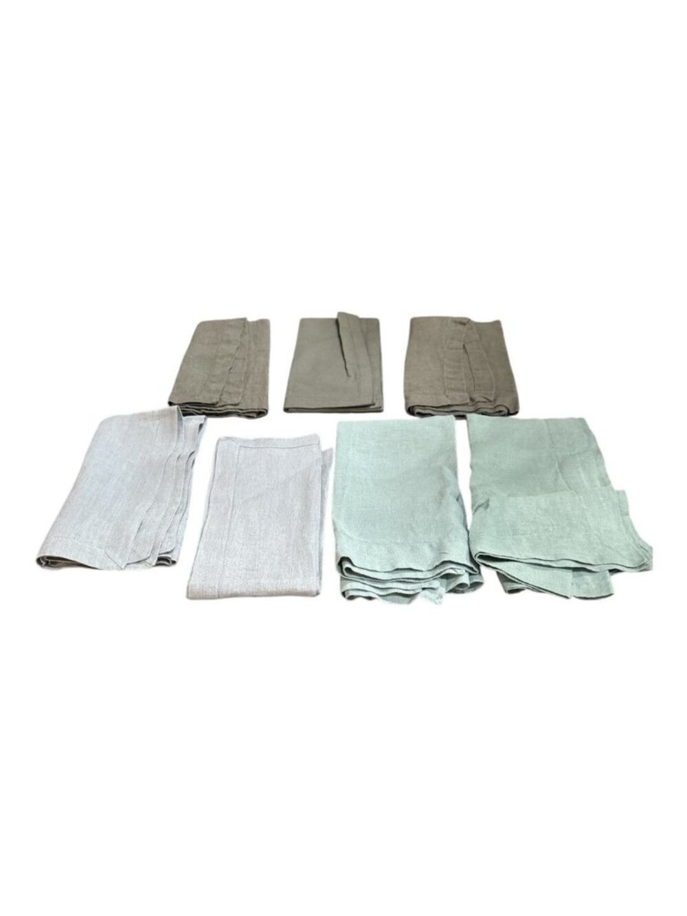 Set Of 7 Neutral Cloth Napkins – Cotton Dinner Napkins – Taupe Gray Sage Table L